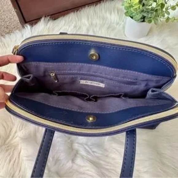 Reaction Kenneth Cole Arbol Dome Navy Blue Structured Satchel Handbag - Picture 8 of 16